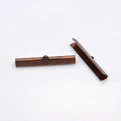 Красная Медь Обжимные концы ленты из железа, без никеля , Красная медь, 7x45 мм, отверстие : 1x2.5 мм