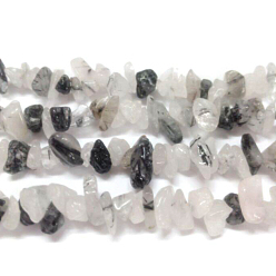 Quartz Rutilated Puces naturelles de quartz rutile perles brins, 5~8mm, Trou: 0.3mm, environ 80~81 cm