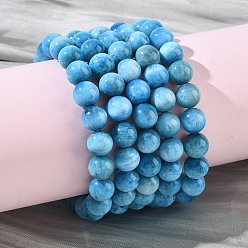 Апатит Браслеты из натуральных круглых бусин апатита для женщин, бусины : 7.8~8.8 мм, внутренний диаметр: 2.01~2.09 дюйм (5.1~5.3 см)