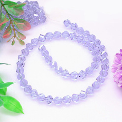Lilac Faceted Polyhedron Imitation Austrian Crystal Bead Strands, Grade AAA, Lilac, 6mm, Hole: 0.7~0.9mm, about 68pcs/strand, 15.7 inch