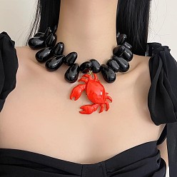 Черный Женские бусины-подвески в виде красного краба, смола с крабом из сплава и застежками, золотые, чёрные, 20.08 дюйм (51 см)