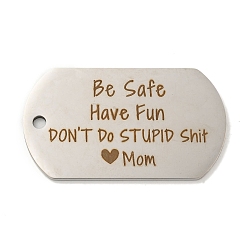 Нержавеющая Сталь Цвет Не тускнеющие 201 подвески из нержавеющей стали, подвески с хвалебными посланиями, овал со словами-подвесками, цвет нержавеющей стали, 49x28x2 мм, отверстие : 3 мм