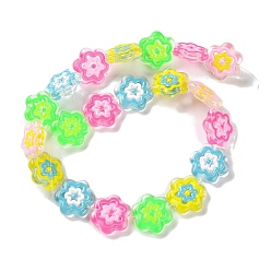 Разноцветный Стеклянные бусины, бусины ручной работы, с эмалью, цветок, красочный, 18x19.5x5 мм, отверстие : 1.1 мм, около 20 шт / нитка, 14.17 дюйм (36 см)