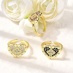 (52) Непрозрачная лаванда Манжеты из латуни с микро паве кубический цирконий для женщин, сердце и крест, реальный 18 k позолоченный, стойки покрытие, долговечный, без свинца и без кадмия, разноцветные, Сердце: 14.5x18.5 mm