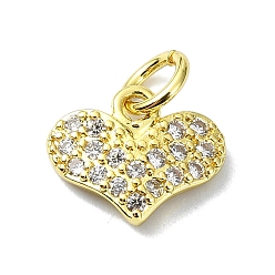 Сердце Подвески из латуни с микропаве на тему сердца и циркония, без кадмия, без никеля и без свинца, с целью перехода в кольце, реальный 18 k позолоченный, сердце, 9x10.5x2.5 мм, отверстие : 3 мм