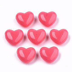 Темно-Розовый Непрозрачные акриловые бусины, сердце, темно-розовыми, 15.5x17.5x9.5 мм, отверстие : 2.5 мм, Около 340 шт / 500 г
