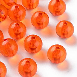 Темно-Оранжевый Прозрачные акриловые бусины, круглые, темно-оранжевый, 16x15 мм, отверстие : 2.8 мм, Около 220 шт / 500 г
