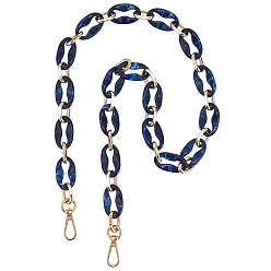 Средно-синий Цепочки для сумочек из овальных смоляных звеньев, Сплав с застежками, для аксессуаров для замены сумок, золотой свет, светло-синий, 874 мм