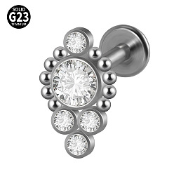 Цветок G23 титановые безрезьбовые лабреты, со стразами для женщин, цвет нержавеющей стали, цветок, 6 мм