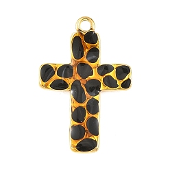 Желтый 304 нержавеющей стальной эмали подвески, крест прелести, вакуумное покрытие pvd, реальный 18 k позолоченный, желтые, 28x19x3.5 мм, отверстие : 1.8 мм