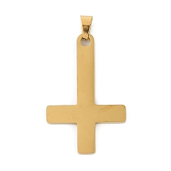 Золотой 304 Подвески в виде креста Святого Петра из нержавеющей стали, христианский перевернутый крест-подвеска, золотые, 39.5x25.5x1.5 мм, отверстие : 7.5x3.5 мм