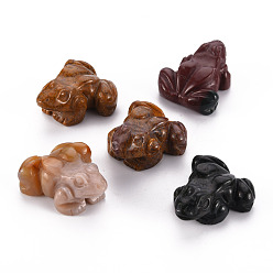 (RRHB277) Кристалл на подкладке из медово-бежевого цвета Естественные индийские украшения дисплей агата, лягушка, 35~38x30~33x15~17.5 мм