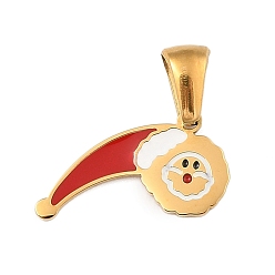 Letter P Новогодняя тема 304 подвески из нержавеющей стали, с эмалью, золотые, Санта-Клаус письмо талисман, Письмо P, 9.5x17x1.5 мм, отверстие : 6x3 мм