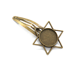 Античная Бронза Заколка для волос из сплава с круглыми пустыми подставками, настройки кабошонов безеля, античная бронза, внутренний диаметр: 20 мм