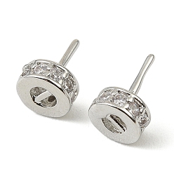 Платина Латунные микропейв прозрачные кубические циркониевые шпильки, без кадмия, без никеля и без свинца, за половину пробурено бисера, платина, 5x5 мм, отверстие : 2x1 мм, штифты : 0.5 мм