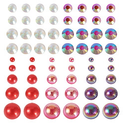 Красный Полукруглые кабошоны из АБС-пластика, красные, 3~9x1.5~4.5 мм, 100 г / набор