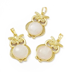 Хрусталь Природного кварца хрустальных подвесок, подвески из горного хрусталя, сова прелести, с латунными фурнитурой с золотистым покрытием, без кадмия и без свинца, 35x23.5x9 мм, отверстие : 8x4.5 мм