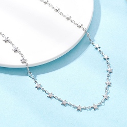 Нержавеющая Сталь Цвет 304 ожерелья из нержавеющей стали в виде звездочек для женщин, не тускнеет, цвет нержавеющей стали, 16.14 дюйм (41 см)