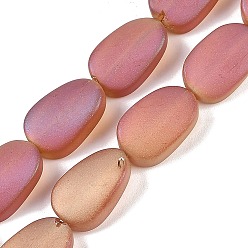 Бледно-фиолетовый Красный Стеклянные бусины с гальваническим покрытием , матовые, овальные, бледно-фиолетовый красный, 14x9x4.5 мм, отверстие : 1 мм, около 50 шт / нитка, 27.17 дюйм (69 см)