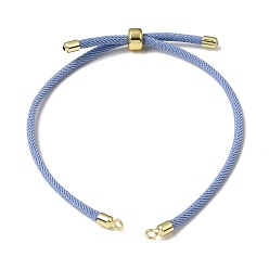 Cornflower Blue 3MM Adjustable Round Nylon Braided Cord Bracelet Making, with Golden Brass Findings, Fit for Connector Charms, Cornflower Blue, 8.66 inch(22cm), Hole: 1.5mm