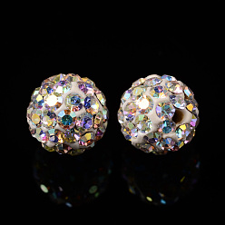 101_Хрусталь+AB Чешские стеклянные бусы стразы, Полимерная глина внутри, полуразвернутые круглые бусины, 101 _crystal + AB, С. 8 (1.4~1.5 мм), 6 мм, отверстие : 1 мм