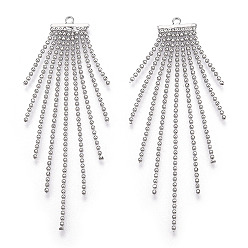 Платинированный Латунь кисточкой большие кулоны, с шаровыми цепей, без никеля , Реальная платина, 62x11x1 мм, отверстие : 1 мм