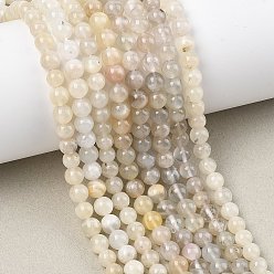 White Moonstone Натуральный белый лунный камень бисер пряди, круглые, 6~7 мм, отверстие : 0.7~0.8 мм, около 61~66 шт / нитка, 14.96~15.16 дюйм (38~38.5 см)