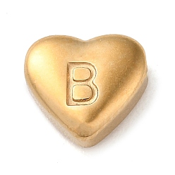 Letter B 201 Stainless Steel Beads, Golden, Heart, Letter B, 7x8x3.5mm, Hole: 1.5mm