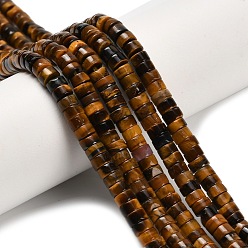Класс A Природных тигровый глаз бисер нитей, диск, Heishi бусы, класс А, 4x2~2.5 мм, отверстие : 0.7 мм, около 158~160 шт / нитка, 14.96''~15.16'' (38~38.5 см)