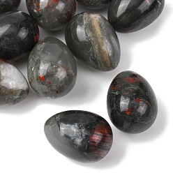 Гелиотроп Природный африканский кровавик, камень в форме яйца, Целебный карманный камень для ладони, для снятия тревоги, медитации, пасхального декора., 29.5~30.5x21.5~22 мм