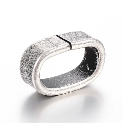 Античное Серебро 304 Подвески-слайдеры из нержавеющей стали, для изготовления кожаных браслетов, овальные, античное серебро, 15x9.5x5 мм, отверстие : 6.5x12 мм