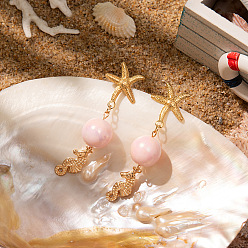 Sea Horse Серьги-гвоздики из цинкового сплава в форме морской звезды, золотые, морской конек, 60 мм