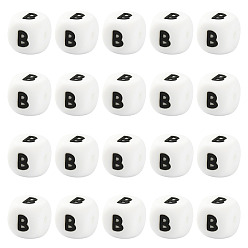 Letter B 20белые силиконовые бусины в виде кубических букв 12x12x12мм квадратные бусины с алфавитом в виде кубиков с 2прокладкой для отверстий мм мм свободные бусины с буквами для браслета, ожерелья, ювелирных изделий, letter.b, 12 мм, отверстие : 2 мм