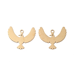 Plaqué 18K Or Véritable Pendentifs en acier inoxydable, charme d'oiseau, réel 304 k plaqué or, 18mm, Trou: 25.5x22x1mm