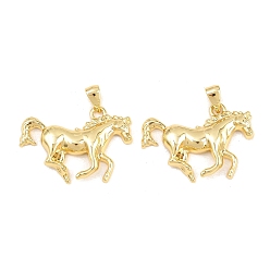 Real 18K Gold Plated Brass Pendants, Cadmium Free & Lead Free, Long-Lasting Plated, Rack Plating, Horse Charms, Real 18K Gold Plated, 20x26x4mm, Hole: 3x4mm
