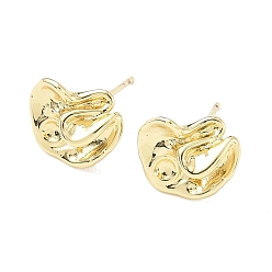 Настоящее золото 14K Серьги-гвоздики из латунных самородков, реальный 14 k позолоченный, 11.5x12 мм