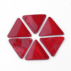 Red Freshwater Shell Pendants, Dyed, Triangle, Red, 23~24x26~28x1.5~2.5mm, Hole: 1.5mm