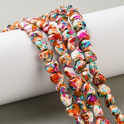 Разноцветный Нити из синтетических бирюзовых бусин, нанесенных методом распыления, сердце, красочный, 7x8x4 мм, отверстие : 1.2 мм, около 54 шт / нитка, 14.96'' (38 см)