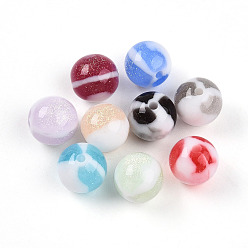 (52) Непрозрачная лаванда Двухцветные бусины из непрозрачной смолы, круглые, с блеском порошок, разноцветные, 12 мм, отверстие : 2~2.4 мм