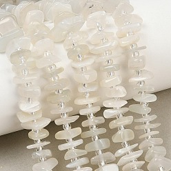 White Moonstone Натуральный белый лунный камень бисер пряди, самородки, 7.5~13x6~13x2~5 мм, отверстие : 0.9 мм, около 68~86 шт / нитка, 15.35~15.75'' (39~40 см)