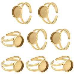 Золотой 8 шт. 304 настройки манжетных колец из нержавеющей стали, круглом подносе, золотые, лоток : 10 мм, 2.8~7.5 мм, внутренний диаметр: 18 мм