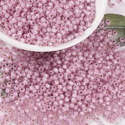 (RR555) Dyed Rose Silver Lined Alabaster MIYUKI Round Rocailles Beads, Japanese Seed Beads, 8/0, (RR555) Dyed Rose Silver Lined Alabaster, 3mm, Hole: 1mm, about 19000~20500pcs/pound