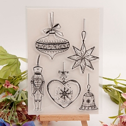 Clear Christmas Bell TPR Plastic Stamps, for DIY Scrapbooking, Photo Album Decorative, Cards Making, Clear, 155x110mm