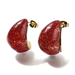 Красный Ионное покрытие (ip) 304 серьги-гвоздики из нержавеющей стали в форме капли, cmолой, золотые, красные, 20.5x15 мм