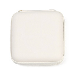 Белый Портативные дорожные шкатулки для хранения ювелирных изделий из ЭВА и искусственной кожи, квадратный, для колец, сережек, браслетов, белые, 12x12x4.6 см