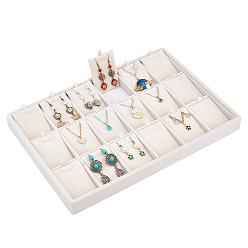 Античный Белый 18 Подносы для демонстрации подвесок и украшений из бархата, прямоугольные, старинный белый, 24.2x35.4x3.1 см, внутренний диаметр: 76x53.5 мм