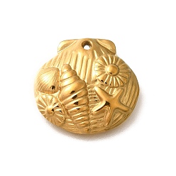 Золотой 304 подвески из нержавеющей стали, ракушка с подвеской в виде морской звезды и раковины, ионное покрытие (ip), золотые, 19x20x4 мм, отверстие : 1.2 мм