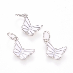 Платина Латунь эмаль прелести, с прыжковых колец, бабочка, платина, 7.5x10.5x2.5 мм, переходные кольца: 5x0.7 мм, 3.2 мм внутренним диаметром