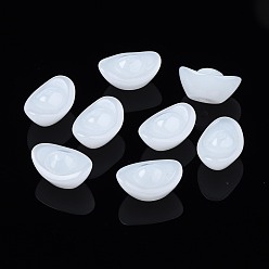 Weiß Nachahmung Jade Glasperlen, Barren, weiß, 7~8x15x10.5 mm, Bohrung: 1.4~1.6 mm