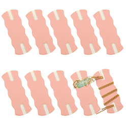 Легкий Лосось 10шт. ожерелье из искусственной кожи, противозакручивающиеся демонстрационные карточки с шерстью, карта памяти анти-обертывания, прямоугольные, светлый померанцевый, 6.4x2.5x0.35 см